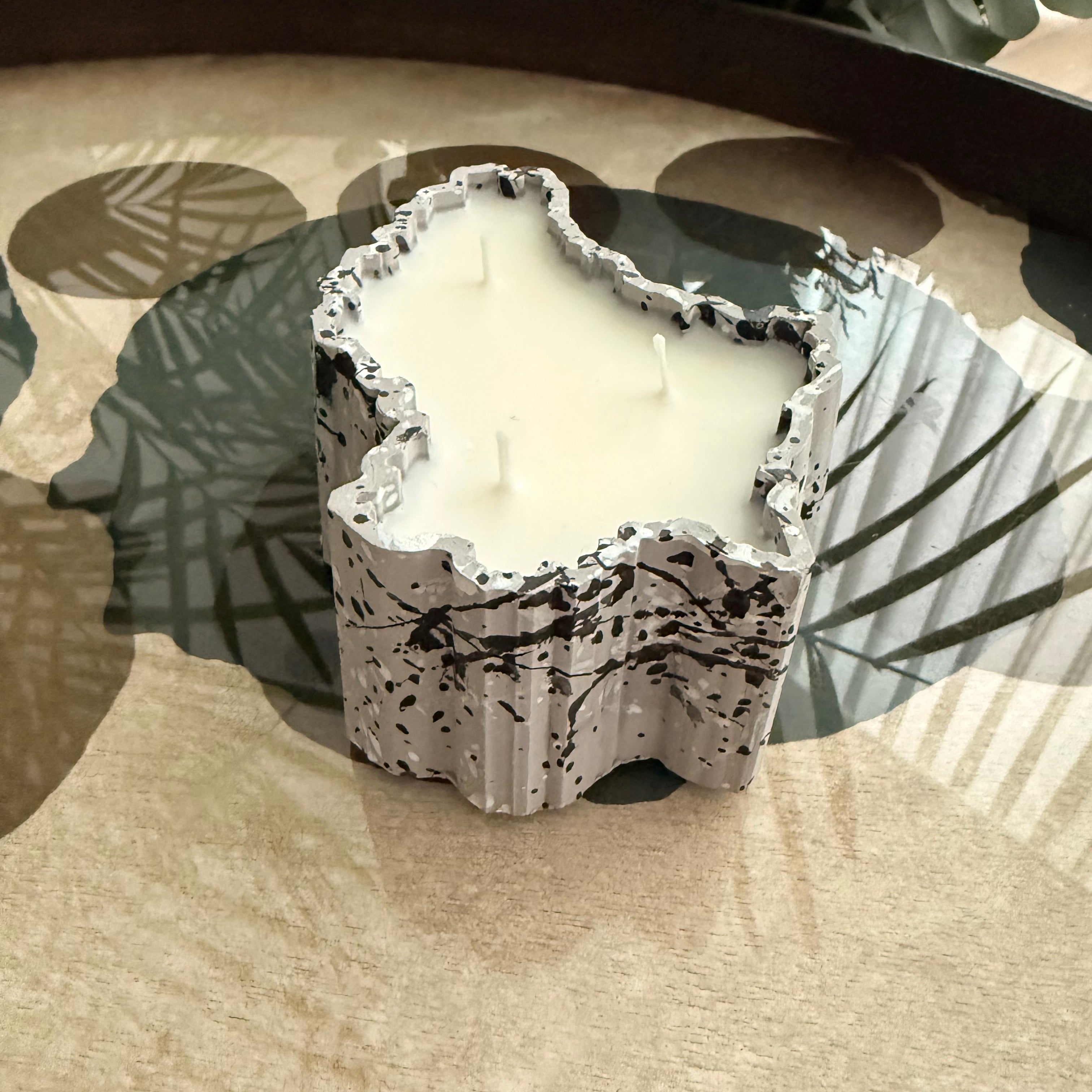 Luxembourg abstract gray, black and white candle