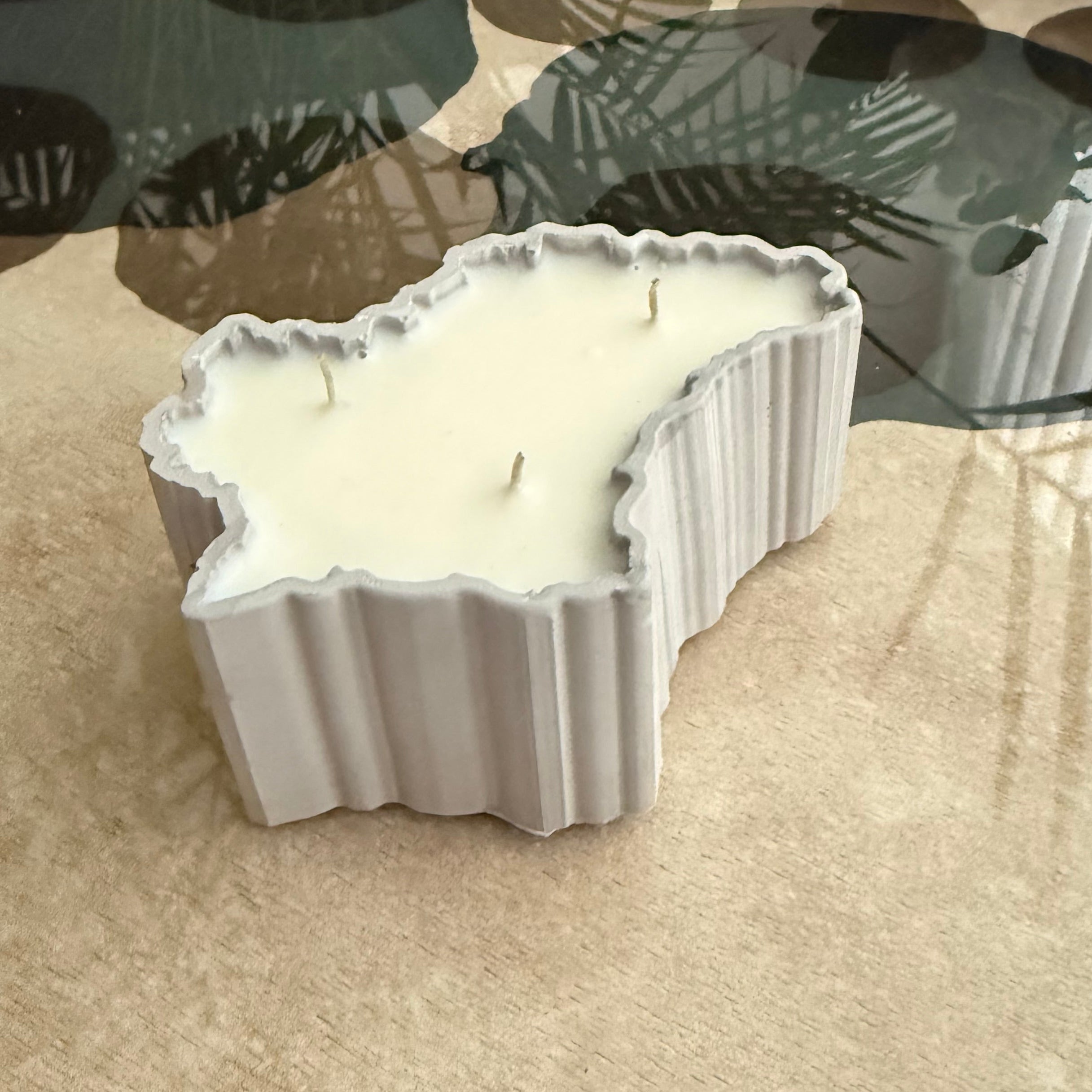 Luxembourg map candle gray