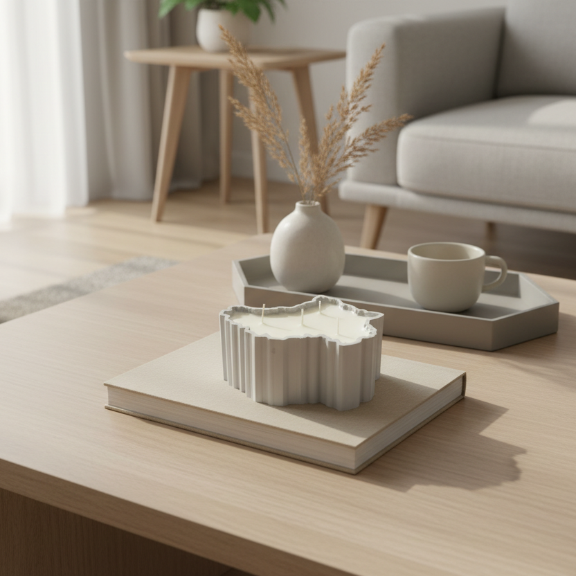 Luxembourg map candle gray